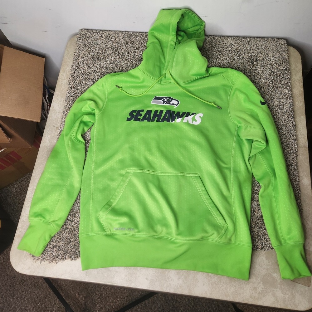 Nike Seattle‎ Seahawks NFL Therma-FIT Hoodie Mens Medium Green On-Field Pullover